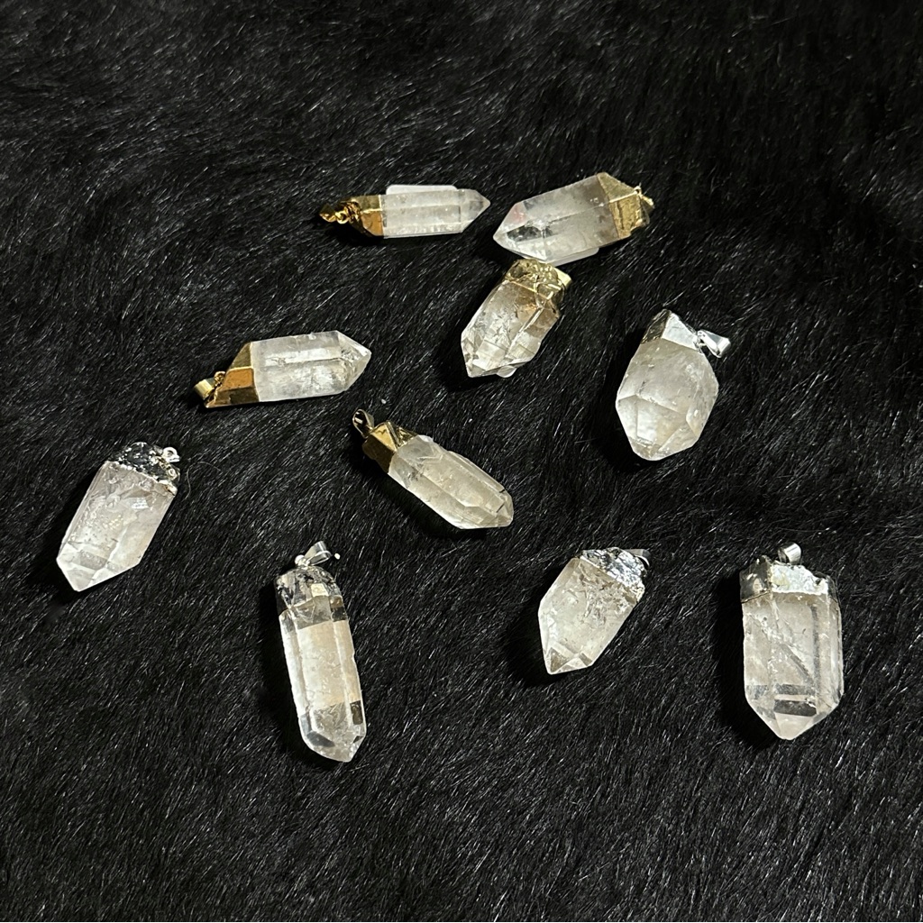 Rough Clear Quartz Crystal Pendants
